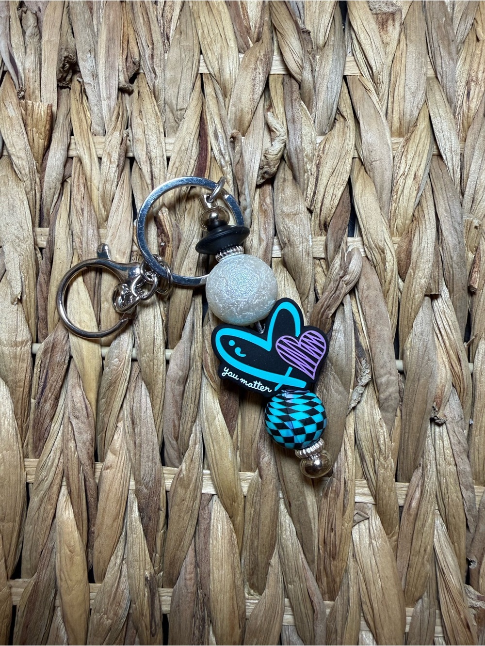 You Matter Blue & Purple Heart Keychain Charm
